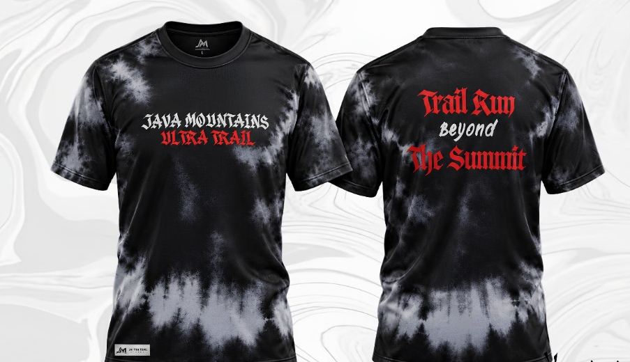 Jersey Trail Run Beyond The Summit warna midnight dye hitam dan abu